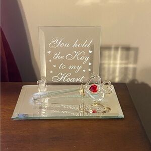 Glass Baron Valentine Swarovski crystal heart 22KT gold accents gift